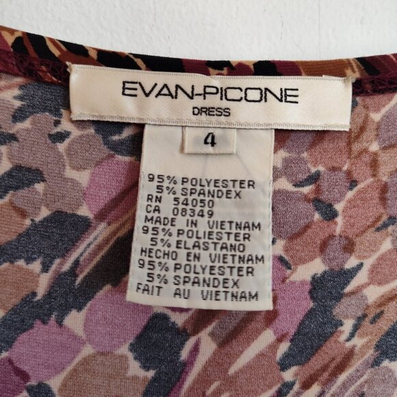 Ladies SZ 4 Evan Picone Abstract Pattern Faux Wrap Dress - Picture 4 of 4